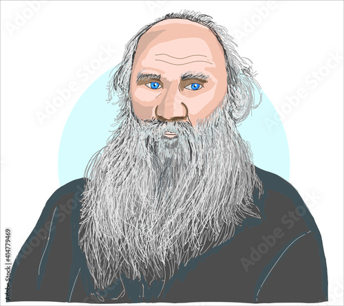 Lev Nikolayevic Tolstoy Vector Caricature Portrait