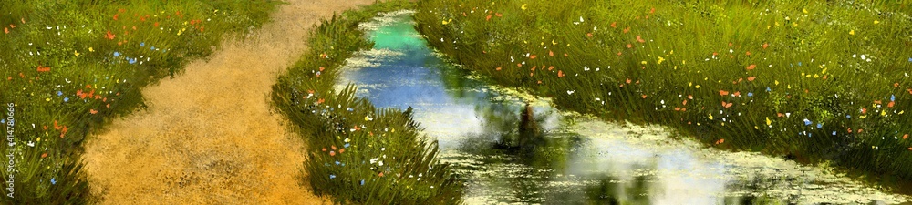 Oil paintings  landscape, fine art, grass