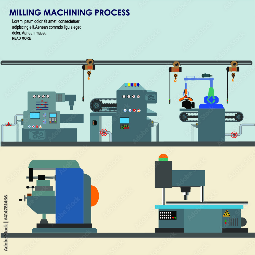 Industrial machine for the production of ideas ,concepts.Factory construction equipment, engineering vector flat illustration. Industrial machine for the production of ideas ,concepts.Factory construction equipment, engineering vector flat illustration.