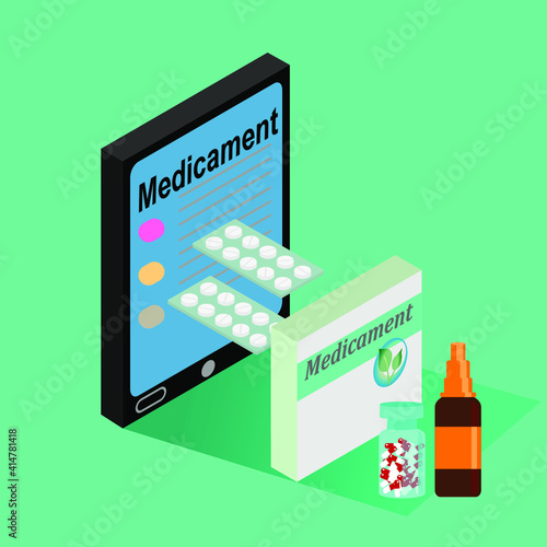 Production of medicine and vitamin with pharmaceutical industry symbols flat isolated vector illustration