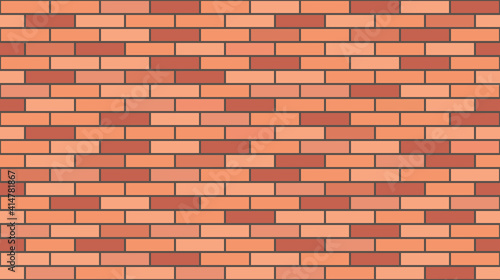 Brick wall texture, seamless pattern. Background for house wall masonry. Red brick. Vector illustration