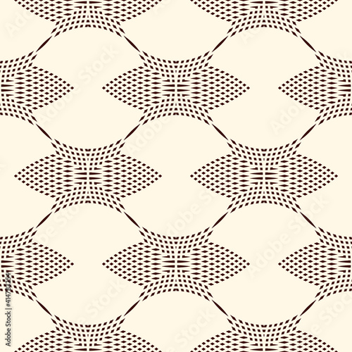 Repeated hatched overlapping circles seamless pattern. Openwork surface texture. Round links motif. Delicate background