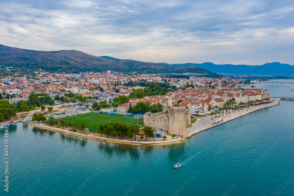 Fototapeta Aerial view of Croatian town Trogir