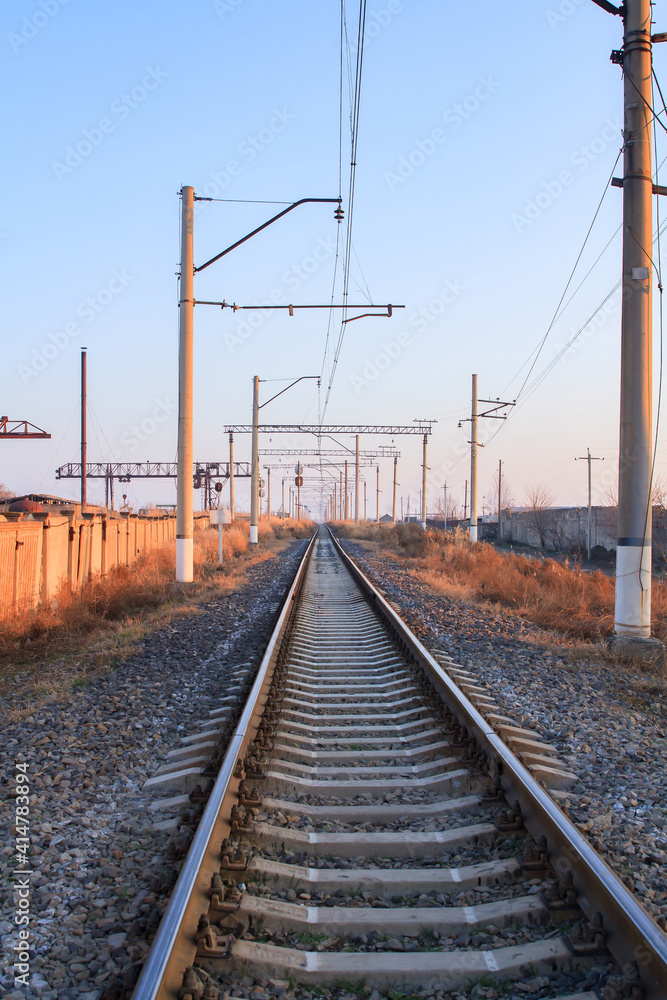 railway tracks stretching into the distance railway tracks stretching into the distance