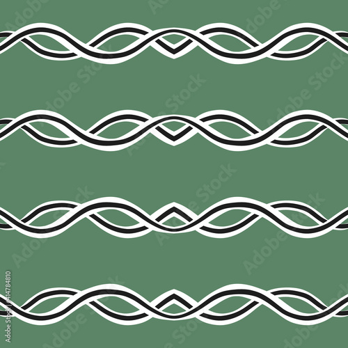 Vector seamless texture background pattern. Hand drawn, green, white, black colors.