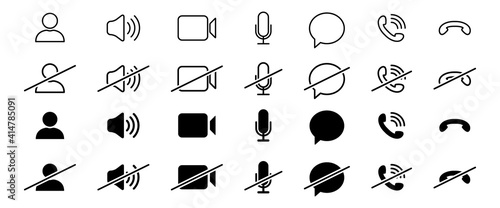 Set of video call icon. Offline and online black icon. Vector