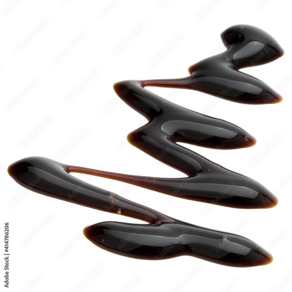 Obraz premium Balsamic vinegar cream isolated on white background. Italian salad dressing, sauce.