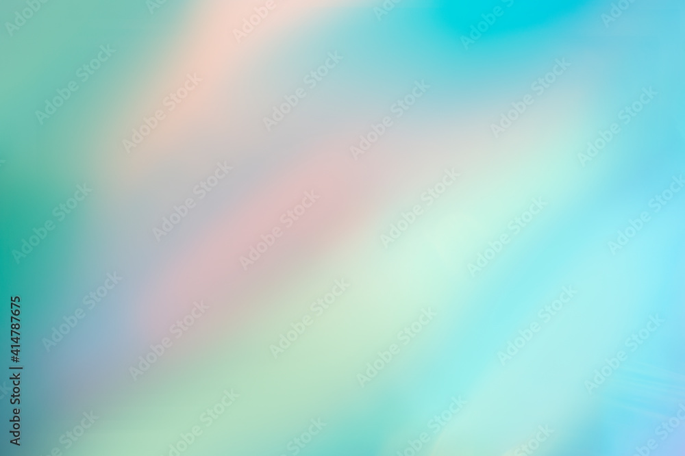 Holographic foil blurred abstract background for trendy design. Fantasy colorful card. Holographic sparkly cover with soft pastel colors