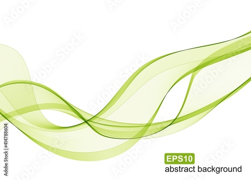 Abstract green wave background. Vector illustration.