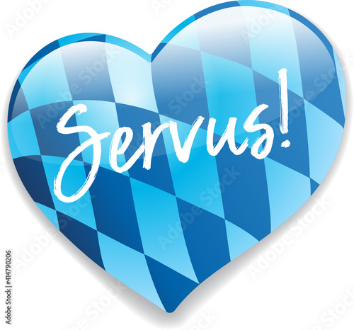 Herz Button Bayern mit Servus Schrift