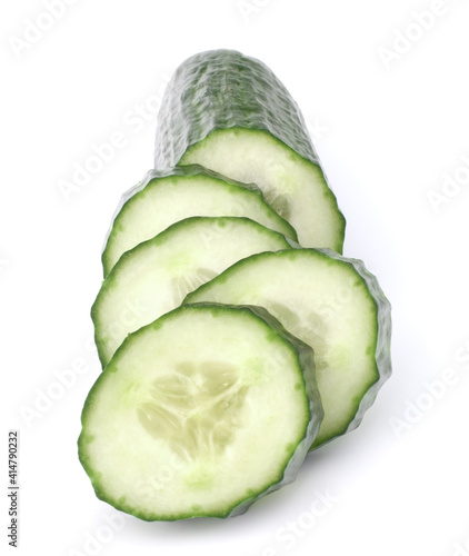 Cucumber slices  isolated on white background cutout