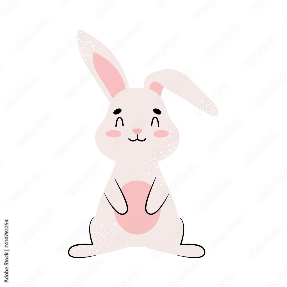 icon of cute bunny standing, colorful design icon of cute bunny standing, colorful design