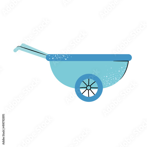 blue wheelbarrow icon, colorful design