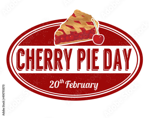 Cherry pie day grunge rubber stamp