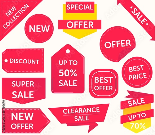 Illustration card sticker set of sale tags labels for shopping