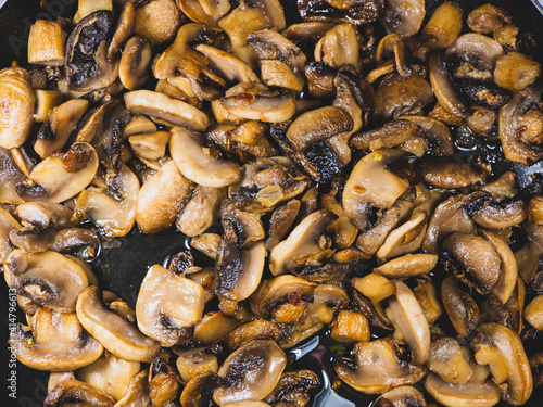 Lots of fried chopped mushrooms