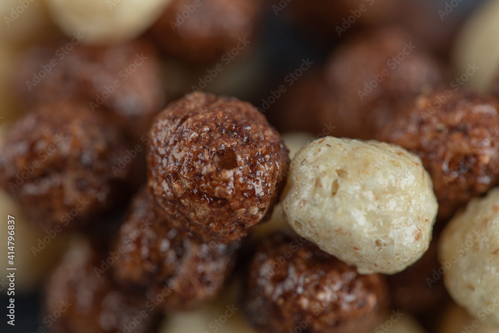 Chocolate corn balls flakes as a background Chocolate corn balls flakes as a background