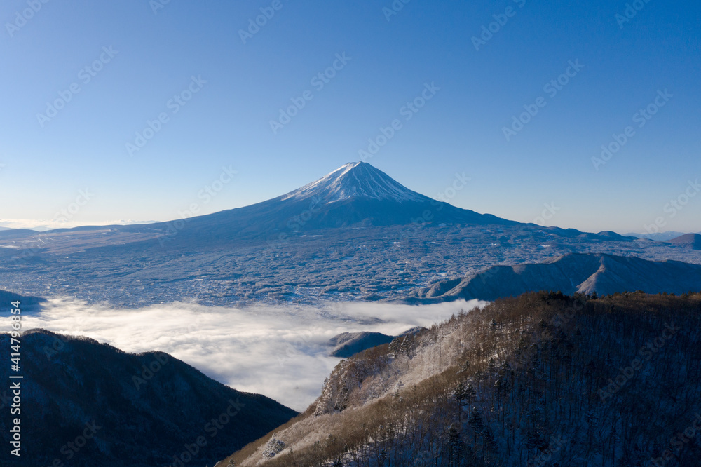 富士山　雲海　ドローン空撮　新道峠