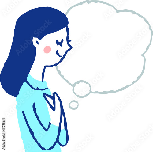 横向きの女性　ふきだし