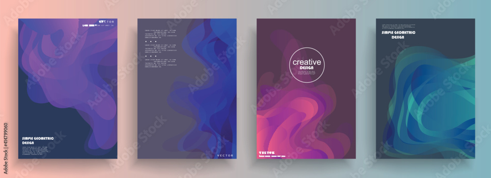 Abstract geometric pattern background for brochure cover design. Blue, yellow, red, orange, pink and green vector banner template