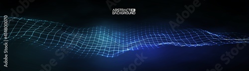 Futuristic vector illustration. Blue technology background. Big data vector. Technology wave abstract background.