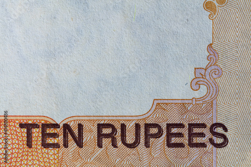 Fragment of old 10 Indian rupee reverse photo