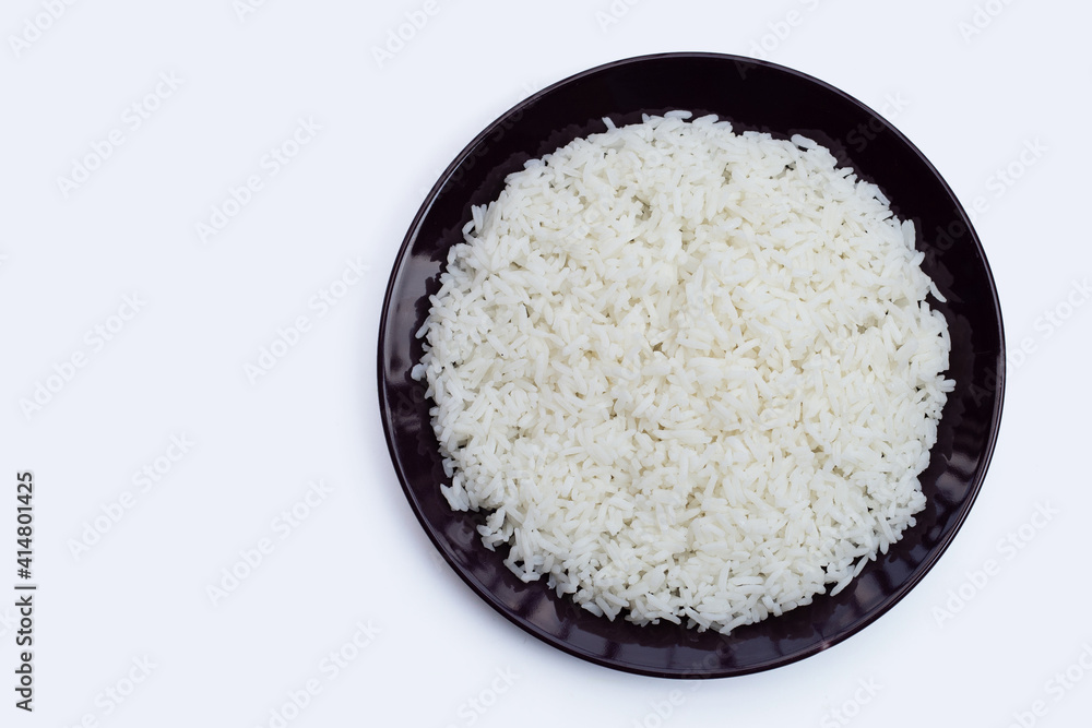 Dish of rice on white background. Dish of rice on white background.