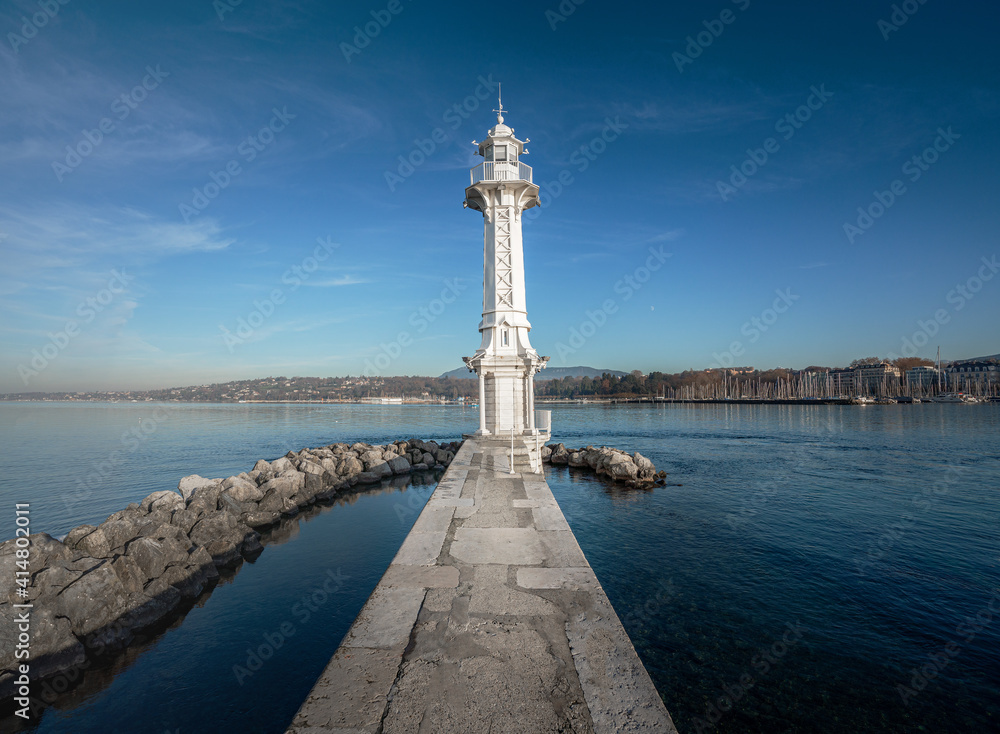 Lighthouse Bains des Paquis Public Baths on Lake Geneva - Geneva, Switzerland Lighthouse Bains des Paquis Public Baths on Lake Geneva - Geneva, Switzerland