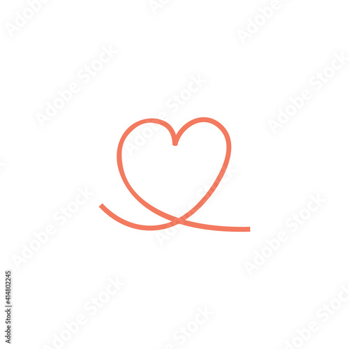 Drawing red heart line on white background doodle style.Vector illustration stock