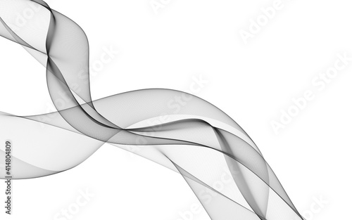 Abstract background with monochrome wave lines on white background. © teerawit