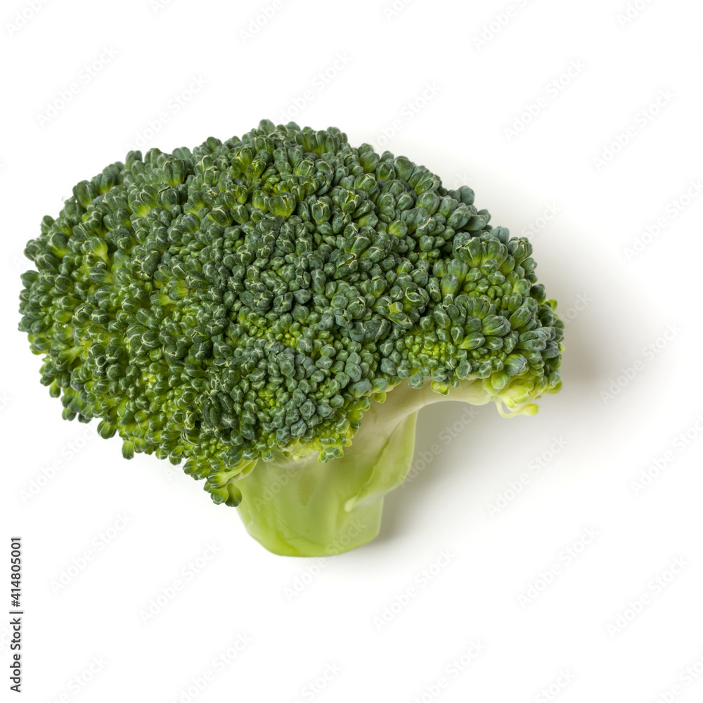 Broccoli isolated on white background. Top view, flat lay. Broccoli isolated on white background. Top view, flat lay.