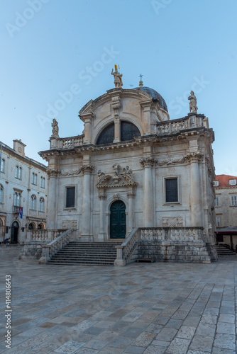 Sunrise view of church of Saint Blaise in Croatian town Dubrovnik photo