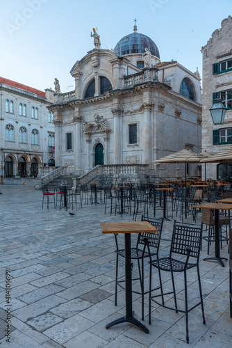 Sunrise view of church of Saint Blaise in Croatian town Dubrovnik photo