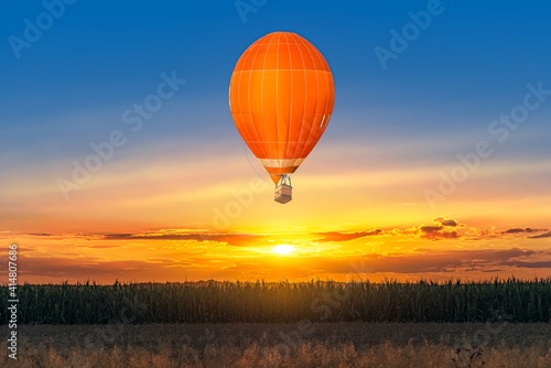 balloon against the backdrop of sky and sunset, silence of nature © yaalan