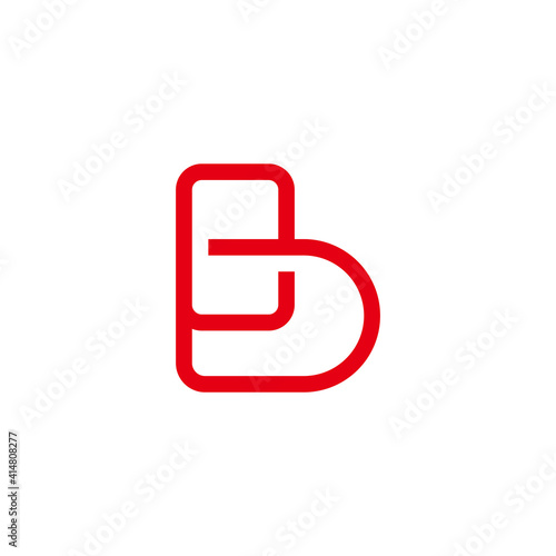 letter be linked line simple geometric logo vector