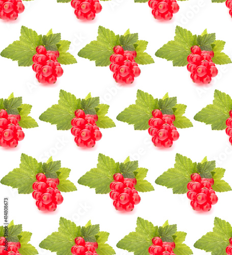 Red currants isolated on white background cutout.Creative layout, fruit seamless pattern..