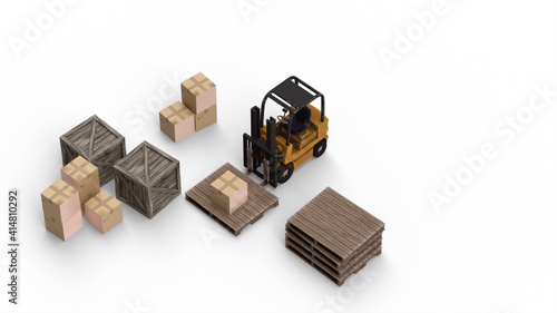 Wallpaper Mural フォークリフト パレット 段ボール 流通センター 物流倉庫 Torontodigital.ca
