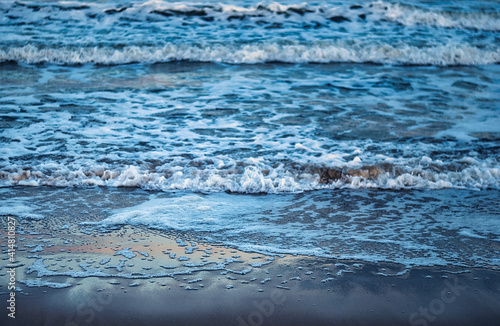 Wallpaper Mural Blyth beach,  the water foam wave and wet sand. Winter cold day at the beach. Low perspective. 
Blyth, Northumberland, UK. Torontodigital.ca