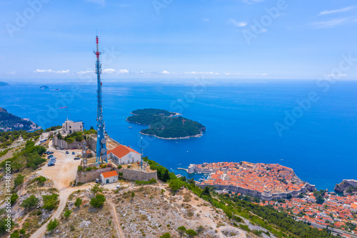 Photography Aerial view of fort Imperial in Croatian town Dubrovnik