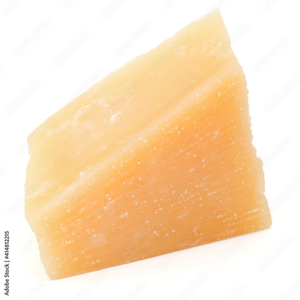 One parmesan cheese shred isolated over white background cutout. One parmesan cheese shred isolated over white background cutout.