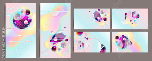 Set of cards holiday blue pink overflow background decorations in the style of abstract concept design template. Vector eps10