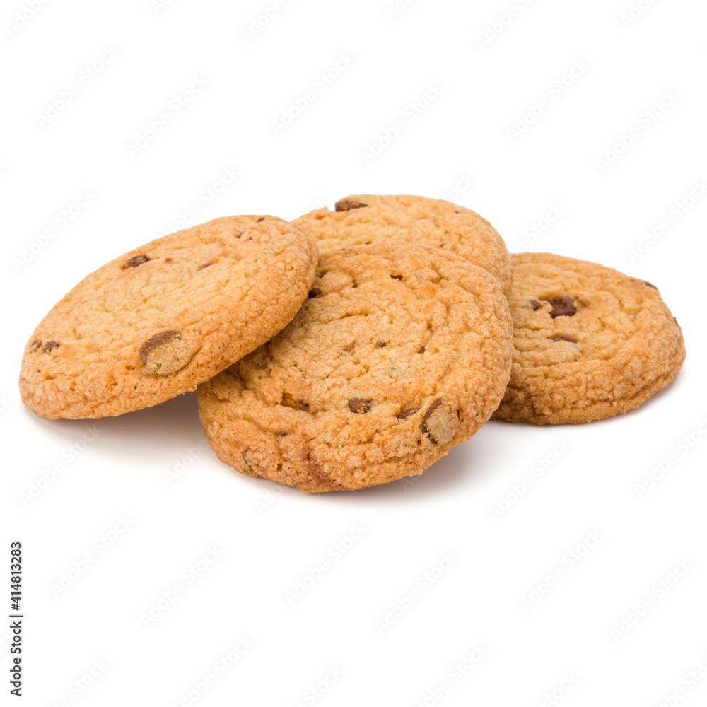 Chocolate chip cookies isolated over white background. Sweet biscuits. Homemade pastry.. Chocolate chip cookies isolated over white background. Sweet biscuits. Homemade pastry..