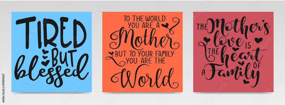 Mother Day's quotes letter typography set illustration.