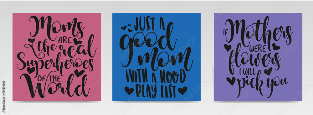 Naklejka premium Mother Day's quotes letter typography set illustration.