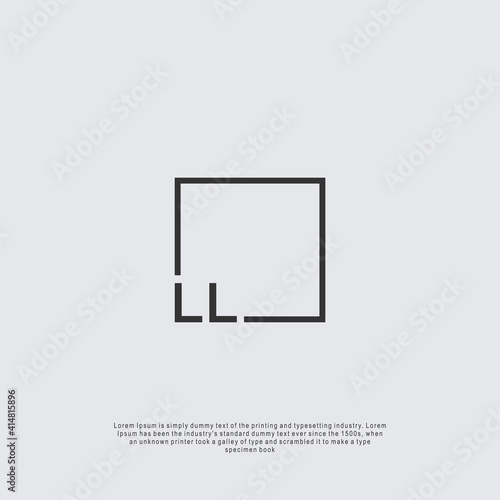Letter LL Logo design with square frame line business consulting concept