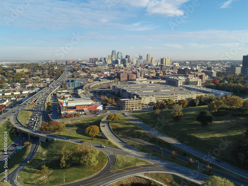 Aerial view of Downtown Kansas City, Missouri
