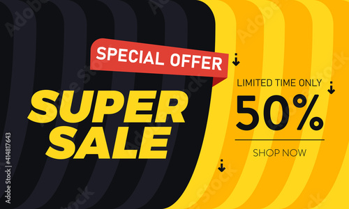 Super sale banner design.Vector illustration super sale banner template design. Vector illustration