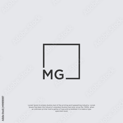 Letter MG Logo design with square frame line business consulting concept