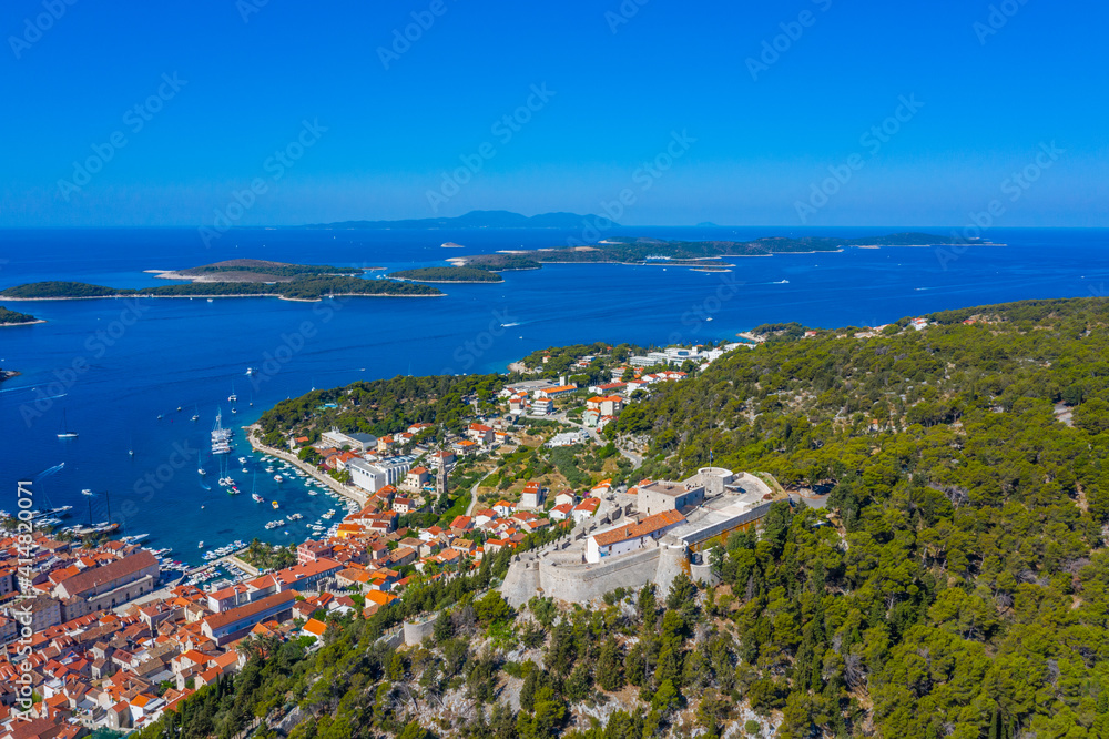 Aerial view of Hvar and Pakleni islands in Croatia