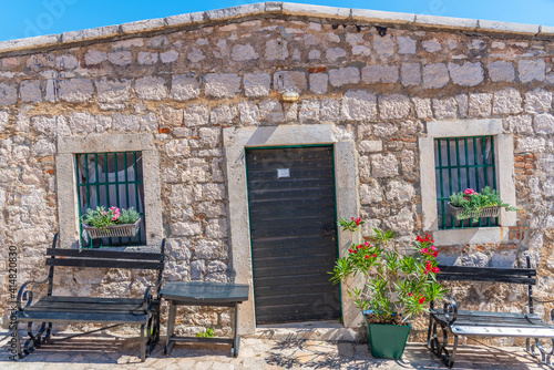 Courtyard of yard of the Spanish fortress in croatian Hvar